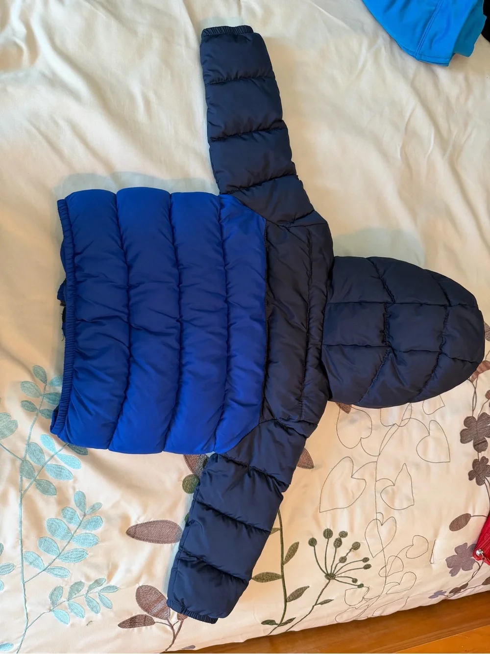 The Children's Place Toddler Boys Colorblock Hooded Puffer Jacket Blue 3T